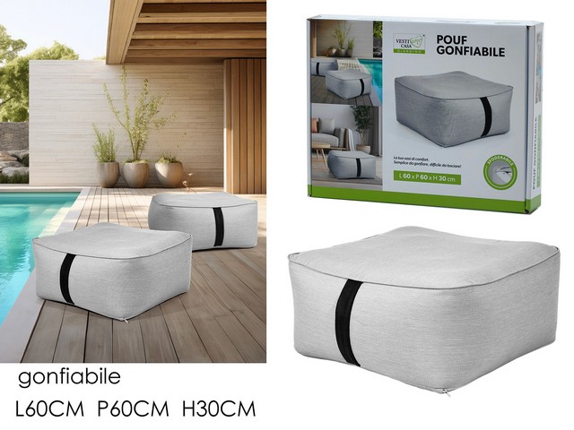 POUF GONFIABILE X EST.60X60XH30GRIG 627106