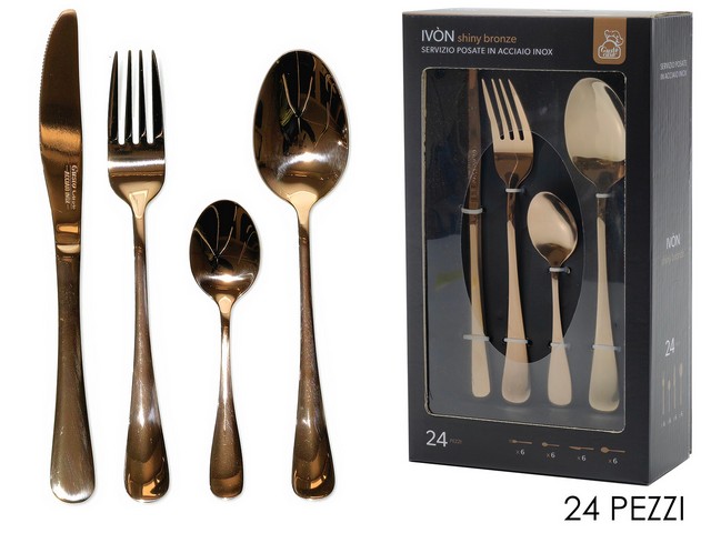 SET 24PZ POSATE IVON COPPER LUCIDO