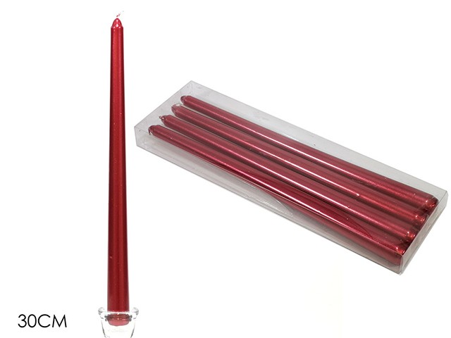 CANDELE LISCE 30 CM 4 PZ ROSSO 4116 57