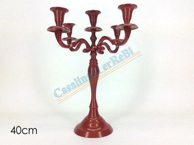 CANDELIERE 5 POSTI ROSSO CM 40