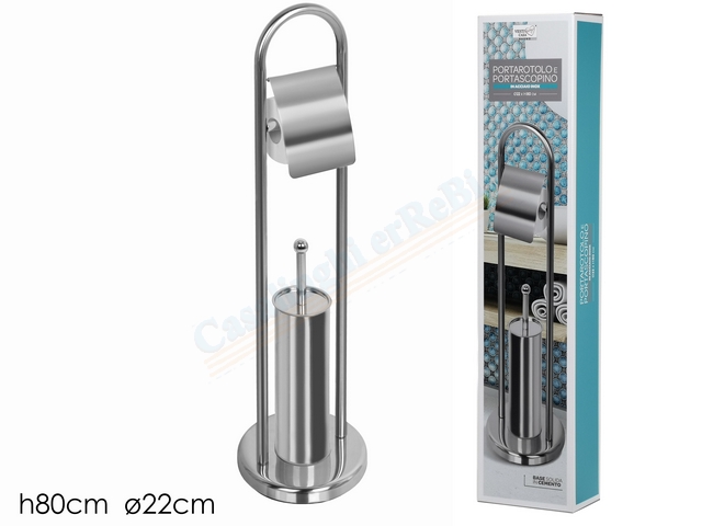 SET PORTAROTOLO + SCOPINO ACCIAIO   726073