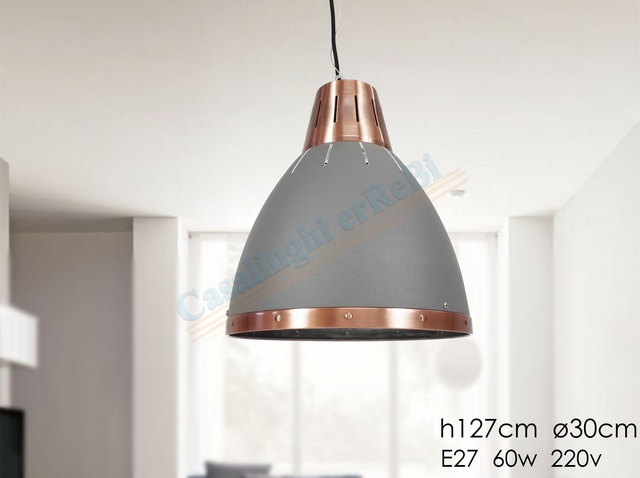 LAMPADARIO Ø30CM GRIGIO C/BRONZO     DICTROLUX
