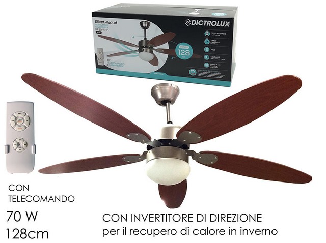 VENTILATORE SILENT WOOD 5PALE 128CM 586153 A SOFFITTO
