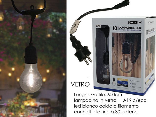CATENA 10 LAMPADINE LED VETRO 796235 DICTROLUX