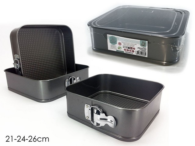 SET 3 TORTIERE QUADRATE ANTIADERENT E 21-24-26 CM APRIBILE