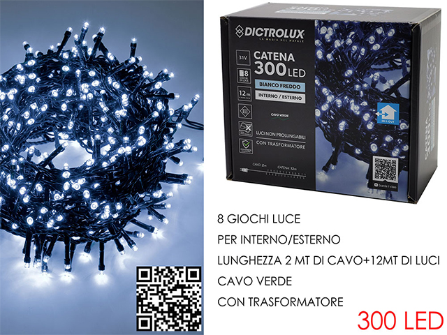 300 LUCI LED BIANCO GHIACCIO X EST. 449957N