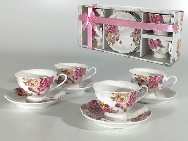 BOX 4 TAZZE THE C/PIATTO ROMANTIC