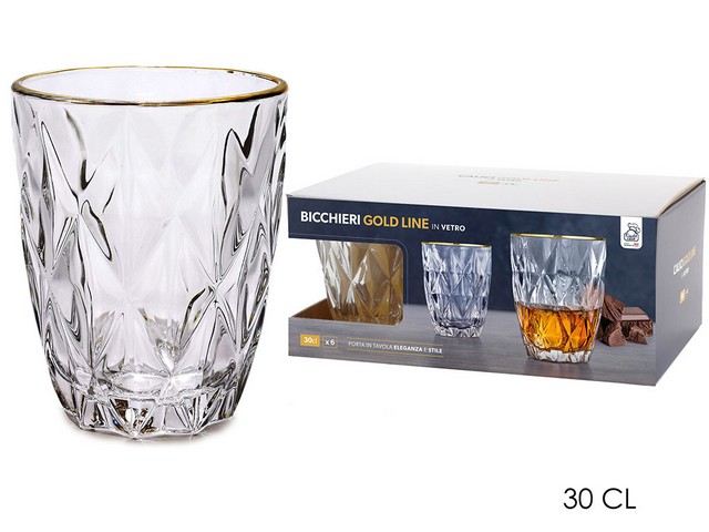 SET 6 BICCH. 30CL FILO ORO 616716