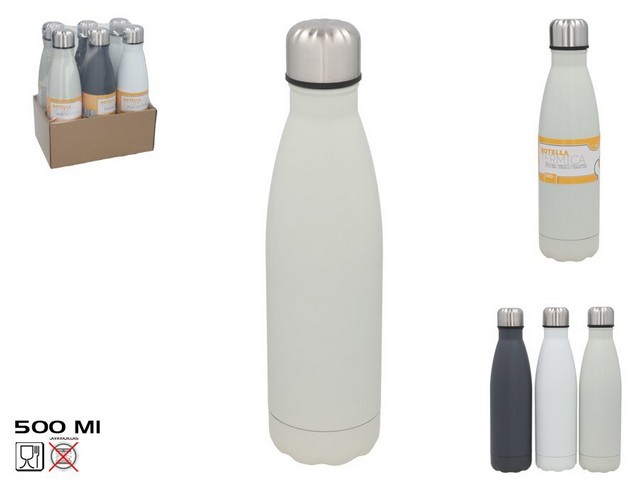 BOTTIGLIA TERMICA ASS.COLORI 500    ML 27X6,5 CM