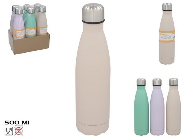 BOTTIGLIA TERMICA 3 COLORI SURT500ML 27X6,5 CM