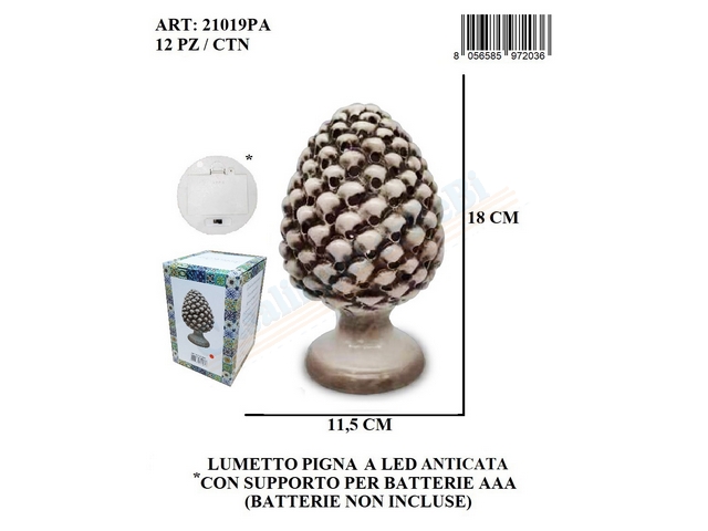 LUMETTO PIGNA ANTICATA C/LED A BATTERIE 21019PA