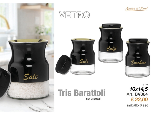 TRIS BARATTOLI NERO/ORO 500 ML BV064
