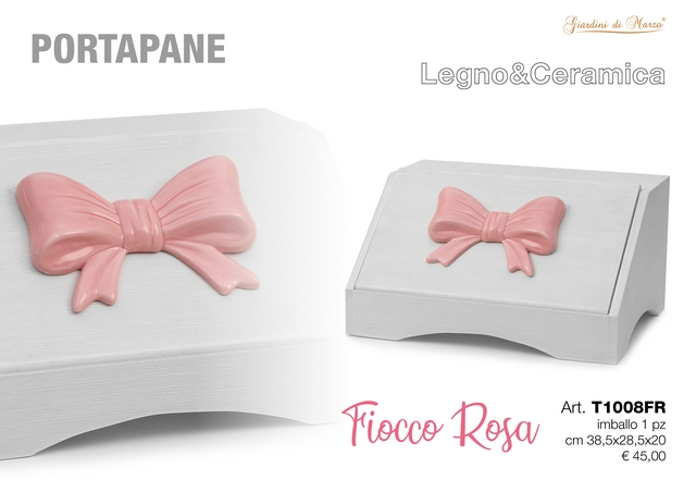PORTAPANE BIANCO FIOCCO ROSA T1008FR