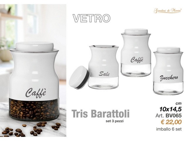 TRIS BARATTOLI BIANCO/ARGENTO 500 ML BV065