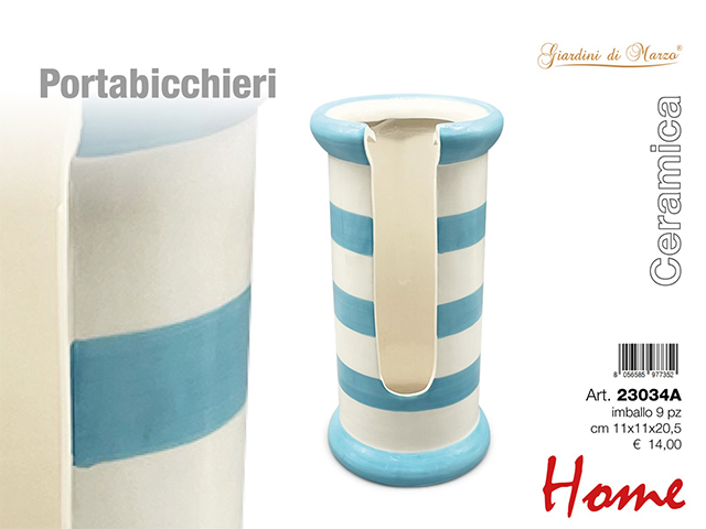 PORTABICCHIERI STRISCE AZZURRE    23034A