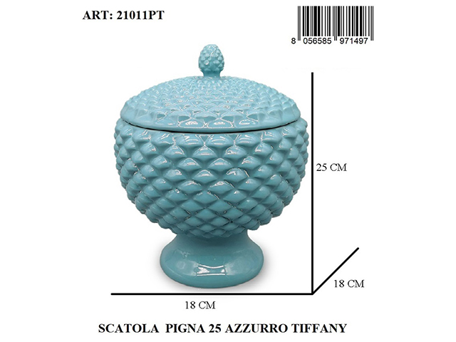 SCATOLA PIGNA 25 CM AZZURRO TIFFANY 21011PT