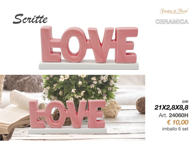 SCRITTA LOVE CERAMICA ROSA/BIANCO24060H