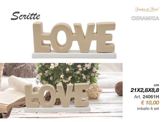 SCRITTA LOVE CERAMICA TORTORA/BIANCO24061H