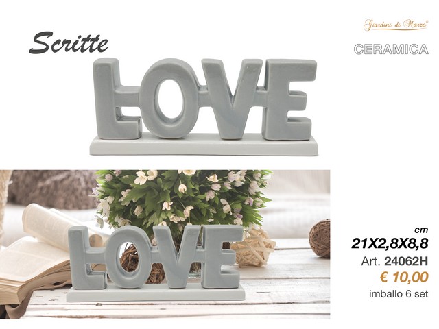 SCRITTA LOVE CERAMICA GRIGIA/BIANCO24062H