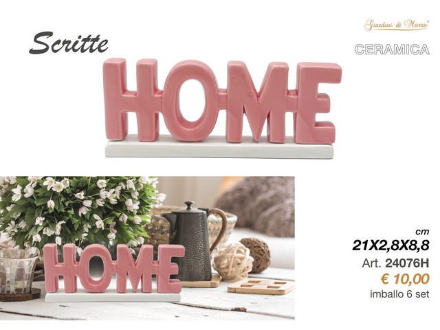 SCRITTA HOME CERAMICA ROSA/BIANCO24076H