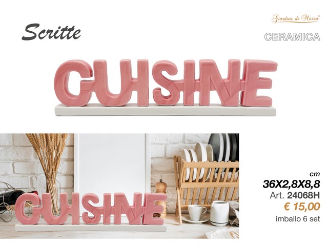 SCRITTA CUISINE CERAMICA ROSA/BIANCO24068H