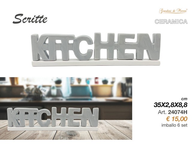 SCRITTA KITCHEN CERAMICA GRIGIO/BIANCO24074H
