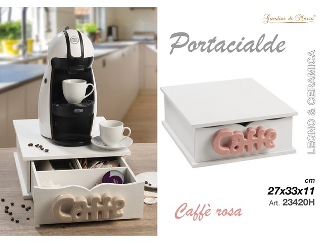 PORTACIALDE LEGNO BIANCO CAFFE ROSA 23420H
