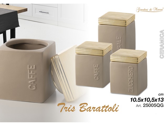 TRIS BARATTOLI QUADRATI ORO  25005QG