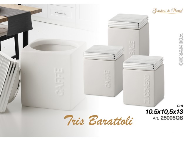 TRIS BARATTOLI QUADRATI ARGENTO    25005QS