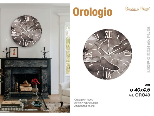 OROLOGIO MARMO 40 CM GRIGIO SCURO OR040