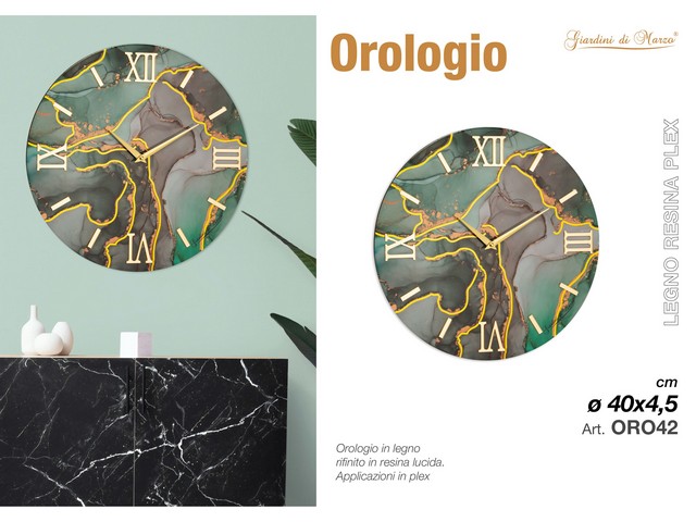 OROLOGIO MARMO 40 CM VERDE OTTANIO OR042