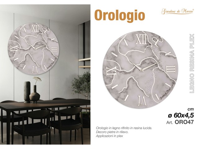 OROLOGIO MARMO 60 CM GRIGIO CHIARO OR047