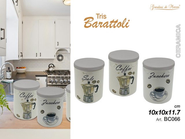 TRIS BARATTOLI CERAMICA MOKA BC066