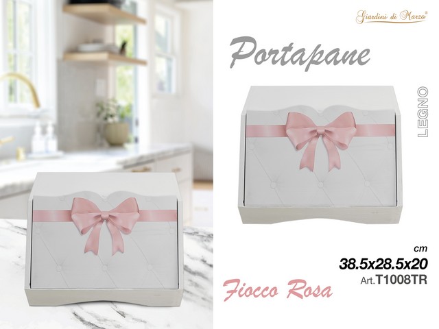 PORTAPANE BIANCO FIOCCO ROSA TVG T1008TR