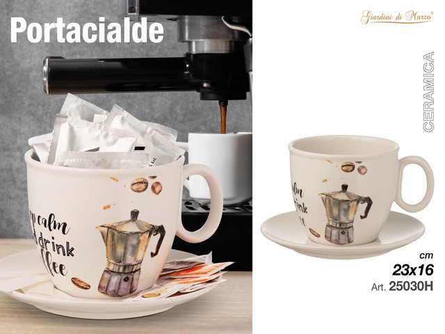 TAZZONE PORTACIALDE BIANCO CON MOKA 25030H