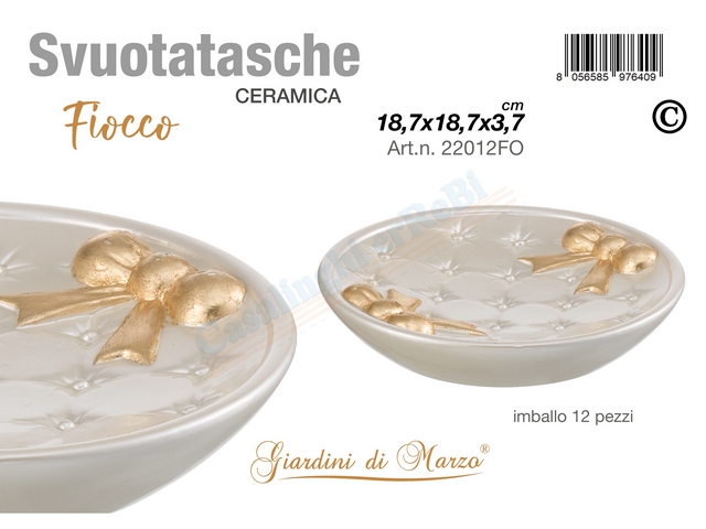 SVUOTATASCHE FIOCCO PERLATO E FOGLIA ORO 22012FO