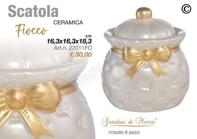 SCATOLA FIOCCO PERLATO E FOGLIAORO 22011FO