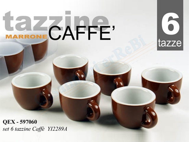 TAZZA CAFFE BAR C/6 S/P MARRONE80MLBASSE