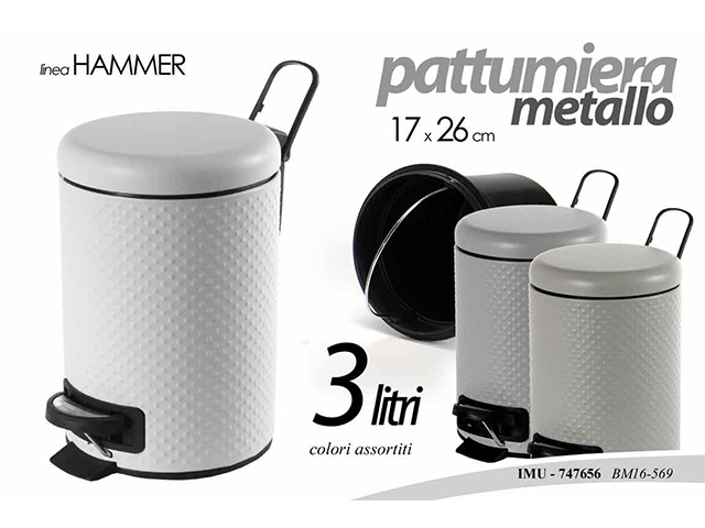 PATTUMIERA METALLO HAMMER 3LT CM.15X25