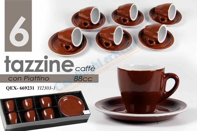 TAZZA CAFFE BAR C/6 C/P MARRONE95ML