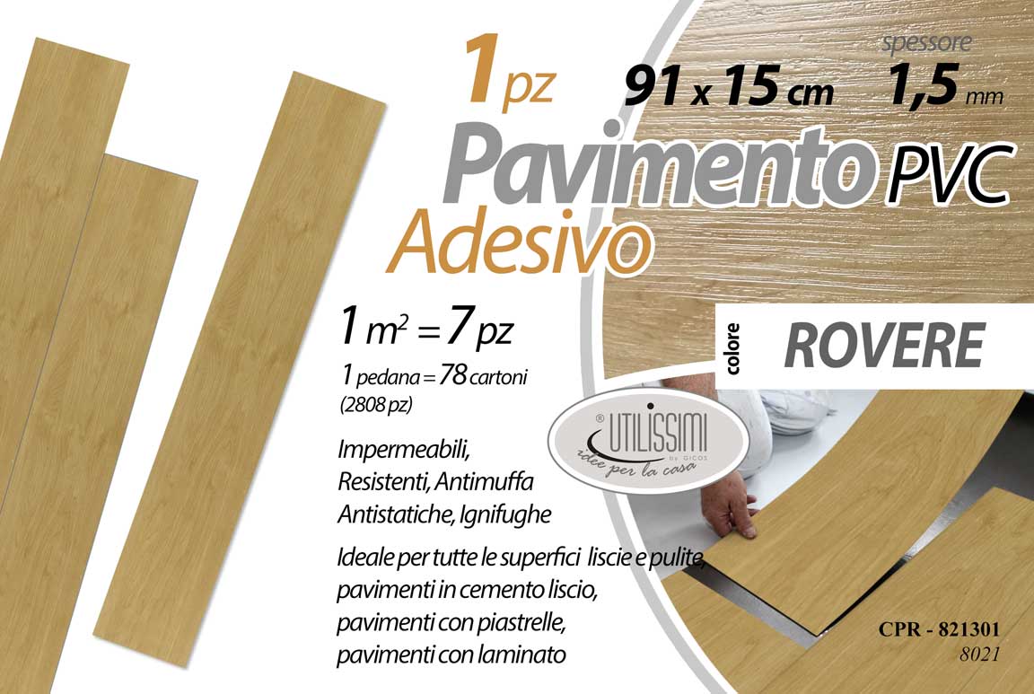 PAVIMENTO PVC ADESIVO CM.91X15X1,5  COL.ROVERE