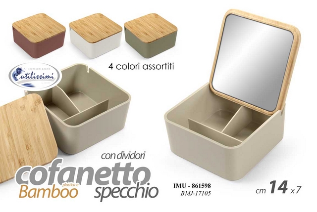 COFANETTO C/SPECCHIO BAMBOO CM.14X7