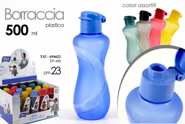 BORRACCIA 500 ML.ASS 23CM TP-490    Bottiglia in plastica