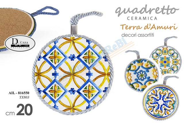 QUADRETTO TONDO ASS 20CM T.AMURI    SOTTOPENTOLA