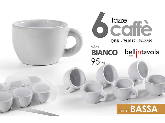 TAZZA CAFFE BAR C/6 BIANCHE BASSE   95ML