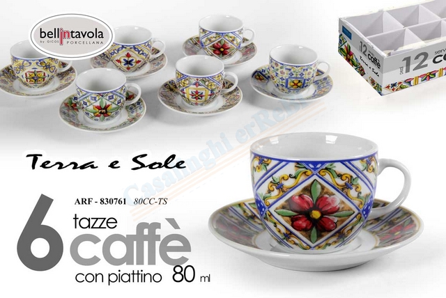 TAZZE CAFFE 6PZ C/PIATTO 80CC    TERRAESOL