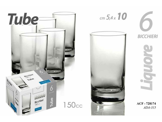 BICCHIERI LIQUORE C/6 CC.150 TUBE