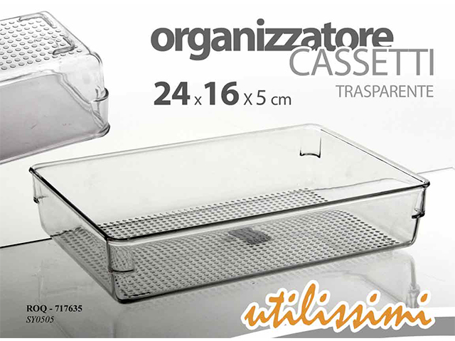 ORGANIZZATORE CASSETTI CM.24X16X5 TRASPARENTE