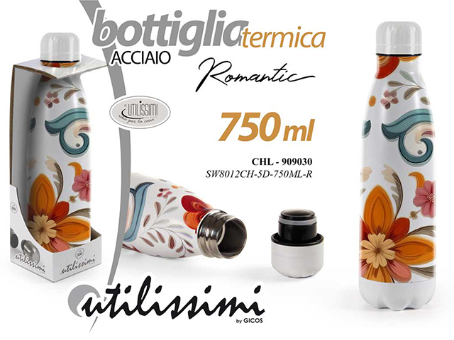 BOTTIGLIA TERMICA ROMANTICA ACCIAIO  750 ML