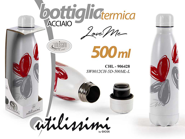BOTTIGLIA TERMICA LOVE ME ACCIAIO 500ML